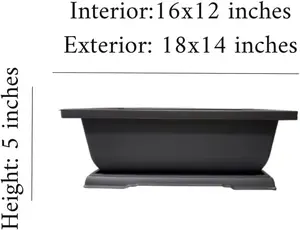 Heavy Duty Outdoor Bonsai Pot - 18in Pot w Drain Holes and Tray for Handling The Outdoor Weather