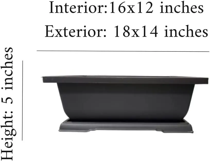 Heavy Duty Outdoor Bonsai Pot - 18in Pot w Drain Holes and Tray for Handling The Outdoor Weather