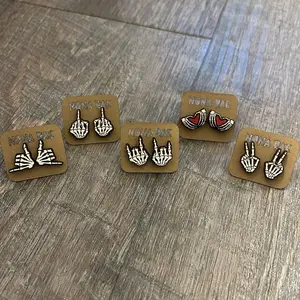 Skeleton Finger Earrings - Laser Cut Wooden Earrings