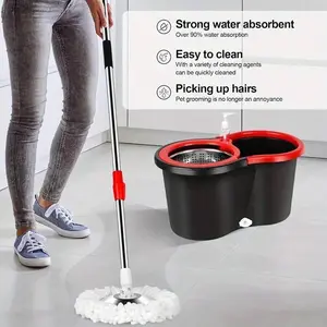 360 �� Spinning Mop Bucket System - Spin Mop And Bucket With Wringer Set On Wheels - 3 Microfiber Mop Replacement Heads Home Ordinary Model