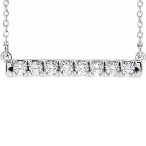1/2Ct Bar Diamond Pendant Necklace in 14k White or Yellow Gold Lab Grown