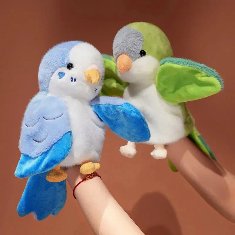 Kawaii Aesthetic Cute Bird Parrot Hand Puppet - Fluffy Soft Plush Doll, Cockatiel Budgerigar Cosplay Accessory, Baby Entertainment Educational Toy, Adult Confidence-Booster