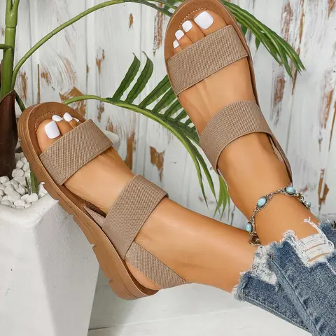 Women's Summer 2024 Fashionable Slip on Flat Wedge Sandals, Casual Comfortable Lightweight Sandals for Beach Party, Simple Comfortable Shoes for Indoor and Outdoor, Casual Fashion Footwear, Casual Comfy Sandals #GLOBAL PICKS