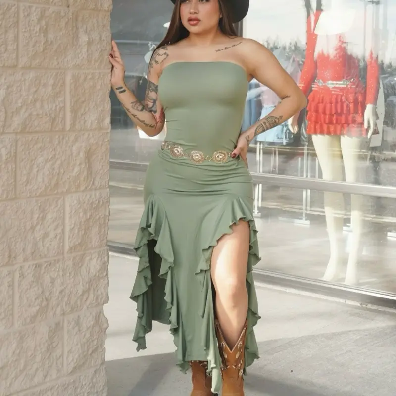 black tiered mini dress Mock Neck Select size:XL 2X-Large/18-18.5 Neck/36-37 Sleeve Off-the-Shoulder A-Line Maxi Dress the Apple Orchid Smocked