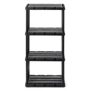 Gracious Living 4 Shelf Knect-A-Shelf Solid Light Duty Storage Unit, Black Gracious Living 4 Shelf Knect-A-Shelf Solid Light Duty Storage Unit, Black
