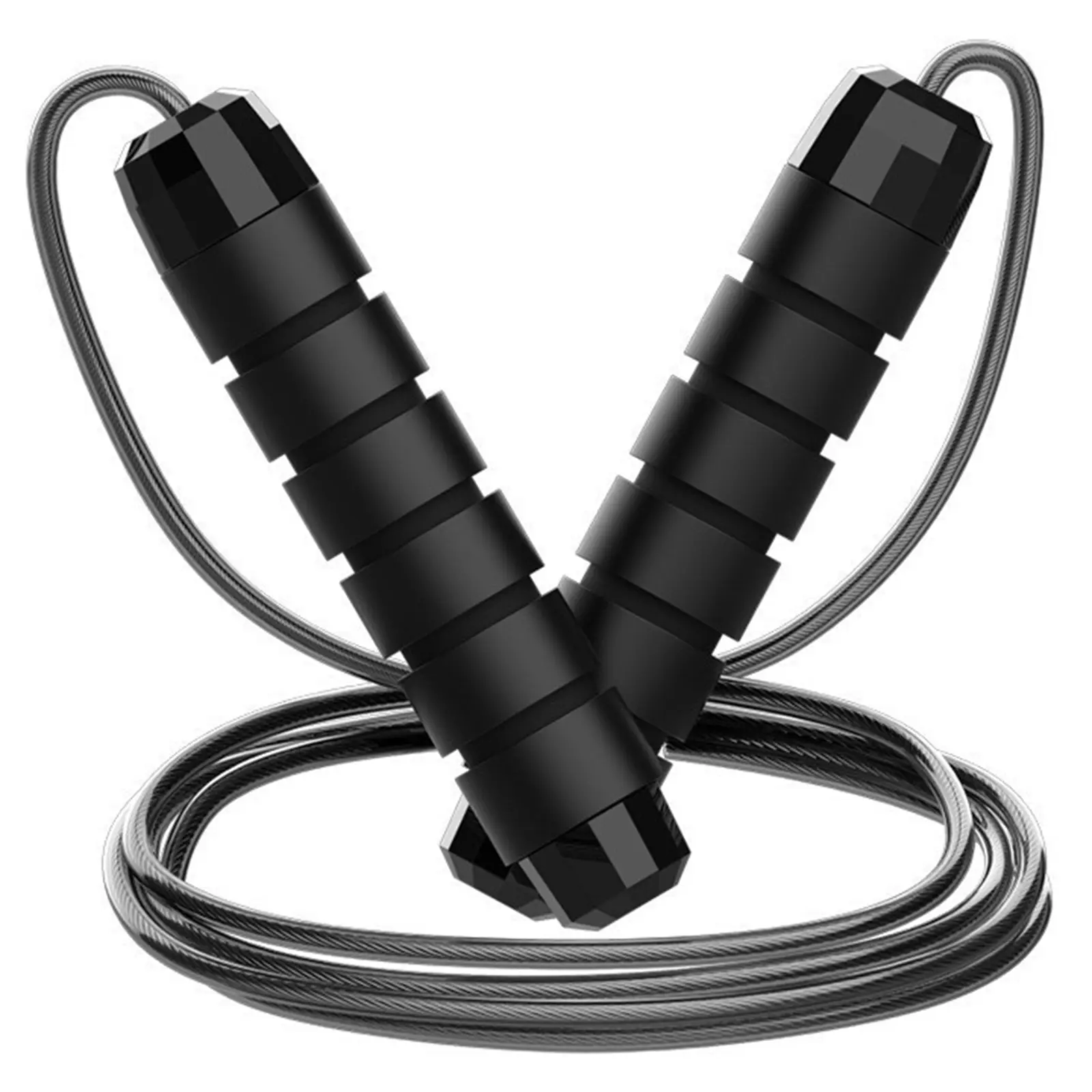 Cordless Weighted Jump Rope - Adult Women's Skipping Rope with Large Ball Counter and LCD Display