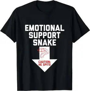 Crude Humor Shirts, Crude Humor Inappropriate Emotional Support Snake Halloween T-Shirt Menswear Casual Top