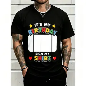 Essential for birthday parties: Adult “Sign My Shirt” black T-shirt — every signature makes my day better — interactive birthday tee