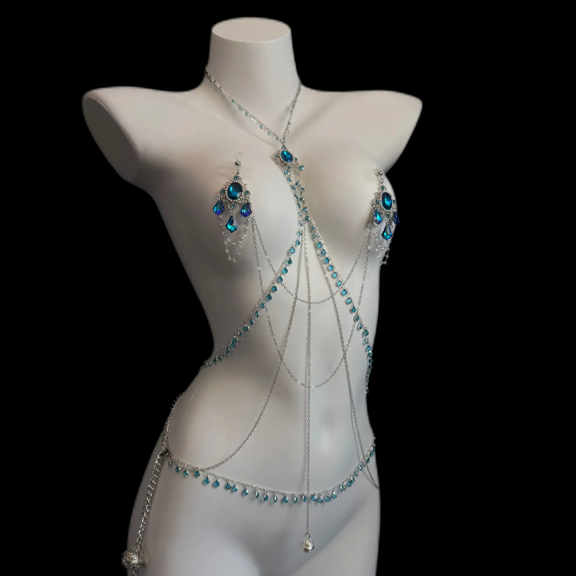 Luxury Tassel Decor Body Chain Fashion Jewelry Ornament Set