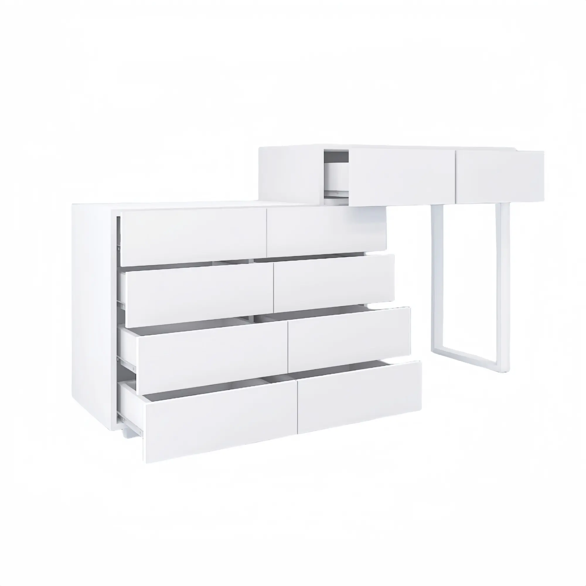 Makeup Vanity Desk, Extendable Corner Vanity Makeup Table with 10 Drawers,Stylish Corner Vanity Desk, Makeup Table with Adjustable Cabinet Modern Dressing Table for Bedroom,Makeup Room,White
