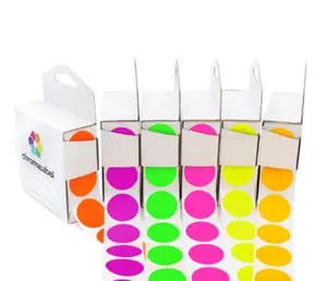 1" Permanent Round Color-Code Dot Variety Kit (Fluorescent), Inventory Labels: 6,000/Kit