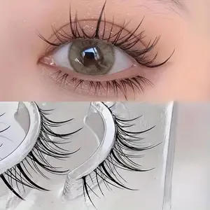 Clear Stem Wavy Eyelashes, Reusable Natural Appearance False Eyelashes, Natural Look Lashes, Easy To Apply, Makeup Beauty Tools, Enhance Eye Appearance, Cosmetic, Synthetic