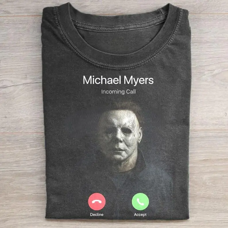 Youth And Adult Michael Myers Incoming Call Shirt, Funny Horror Movie Tee, Halloween Phone Screen Shirt, Scary Movie Fan Gift, Horror Icon Meme Tee