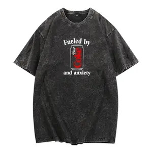 Vintage Washed T Shirt With Distressed Diet Coke Graphic And Relatable Humor Casual Streetwear Top Casual Matching Clothing Crewneck Menswear