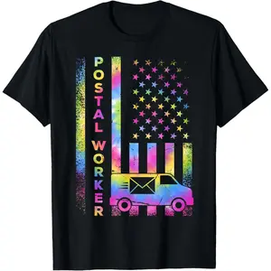 100% Cotton USA Flag Postal Life Mail Carrier Postal Worker, Mail lady T-Shirt