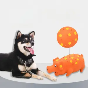 2-Pack Colorful Spotted Latex Squeaky Squeeze Pig Dog Toys, Chew-Resistant Rubber Toys for Teeth Cleaning, Boredom Relief and Interactive Pet Play
