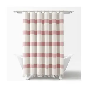 Tucker Stripe Yarn Dyed Cotton Shower Curtain by Lush Decor