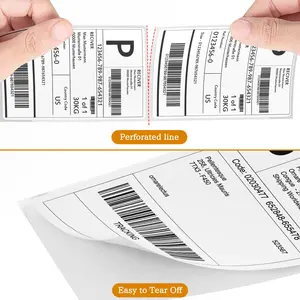 4x6 White Mailing Fanfold Postage Thermal Labels (200 Labels) - Compatible with Rollo, MUNBYN, iDPRT, Polono, Zebra Direct Thermal Printer for Shipping