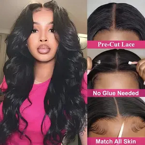 13X6 Glueless Drawstring Wig 180 Density Wear And Go Body Wave Wigs Human Hair Pre Cut Pre Plucked Body Wave Lace Front Wigs For Women 13X4 Pre Cut Lace Closure Wig Natural Hairline