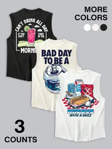 Men's Bad Day To Be A Can't T-Shirt Vest, Casual Loose Sleeveless Graphic Tank Top for Summer, Men's Clothes for Daily Wear, Menswear, Socks