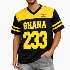 LAKOZO Ghana 233 Unisex Costume Design Jerseys Black & Yellow Sports Style Top