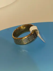 Jesus Cross Stainless Steel #7 Plated Gold Color Ring 5.8 grams Unisex Faith Representation for Men and Women