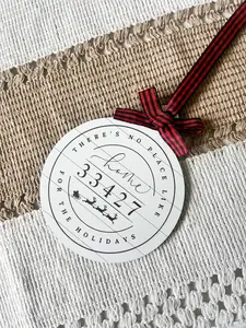 Zip Code Ornament - There's No Place Like Home  - Holiday and Christmas Personalized Decor and Gift Made To Order