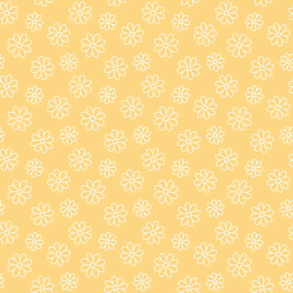 Periwinkle Dreams Daisies Outline on Yellow Quilting Cotton Fabric