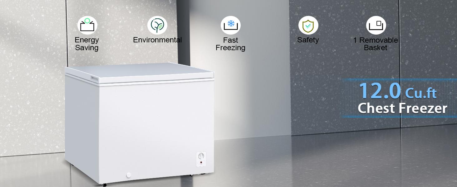 Large Chest Freezer for Families with Removable Basket 8 Adjustable Thermostat Energy Saving Front Drain Free Standing Top Open Door for Home Kitchen White mini fridges Large Chest Freezer for Families with Removable Basket 8 Adjustable Thermostat Energy Saving Front Drain Free Standing Top Open Door for Home Kitchen White mini fridges