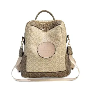 Signature Edition Backpack PU Leather for Travel Daily Office and Outdoor Activities with Bold Monogram Design and Spacious Interior