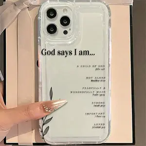 Clear Phone Case with Bible Quotes, Shockproof Phone Protective Cover, Durable Cover, Phone Accessory Compatible with iPhone 6 7 8 X 11 12 13 14 15 Pro Max, Casing