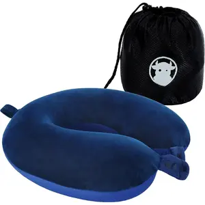 Travel  Pillow, Top Memory  Pillow for  Support, Ideal for Airplanes, , and Home Recliners, Adjustable and Soft (Blue)