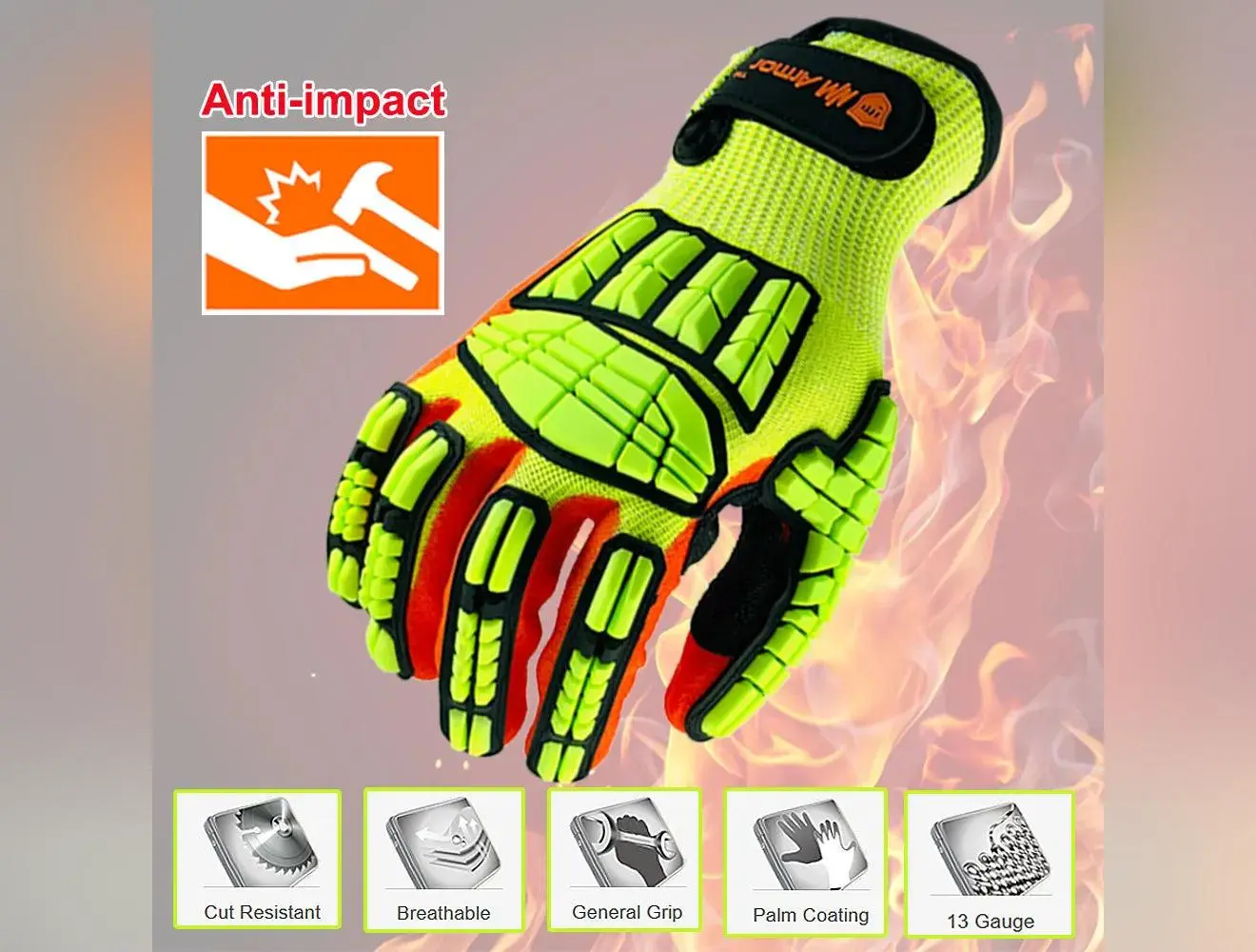 NMShield Anti Impact Hand Protective Gloves Oil Resistant Nitrile Coated Safety Work Gloves For Hardware Assembly Industrial