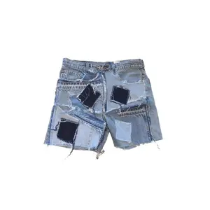 KNOTWTR: PATCHWORK DENIM SHORTS