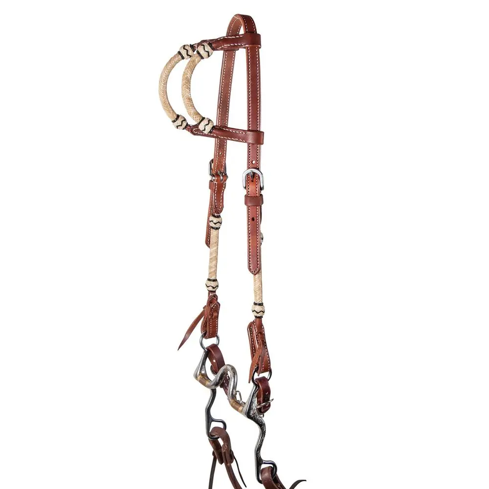 Schneiders Harness Leather Two Ear Headstall with Rawhide