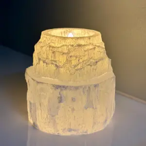 Selenite Tealight Holder - Satin Spar Selenite Candle Holder