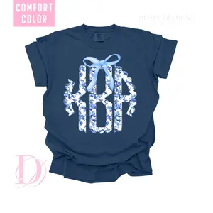 Blue Chinoiserie Monogram Comfort Color T-shirt