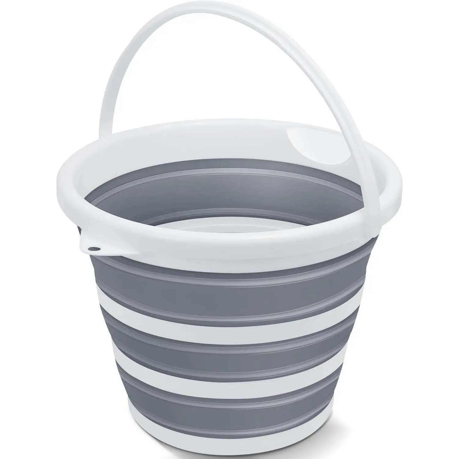 Collapsible Bucket Mop Bucket 2.6 Gallon(10L) for House Cleaning, Travel, and More - Lightweight, Foldable, and Portable for Outdoor Adventures(Grey-Round)