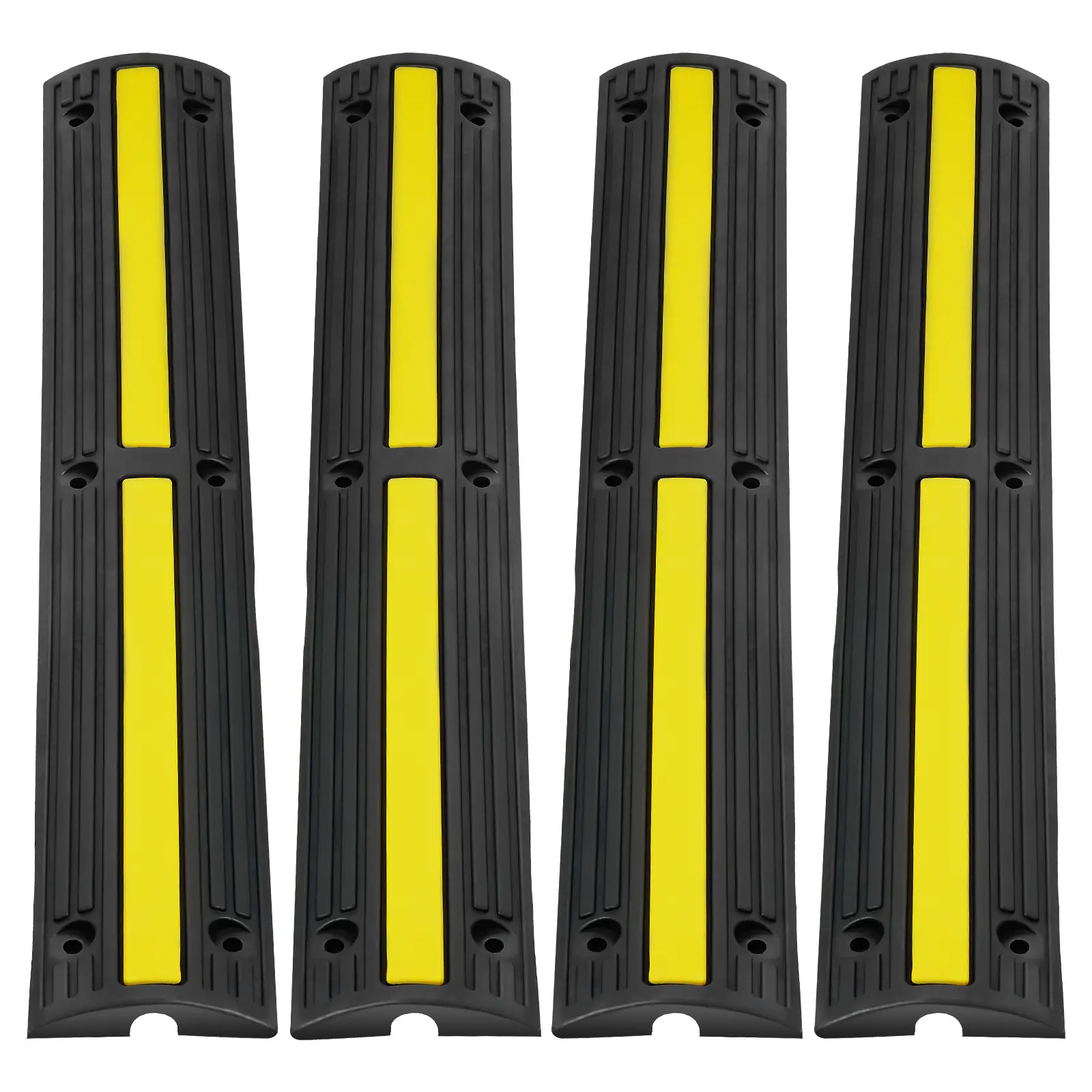 【Summerfinds】3.28 ft Cable Protector Ramp 4 Pack of 1 Channel18000 lbs/axle Capacity Heavy Duty Rubber Speed BumpsFloor Cord Cable Protector Wire Coverfor Residential AreasPrivate GaragesGardens