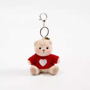 Getahug Red Sweater Teddy Bear | 3.9" Non-Jointed Pocket Plush Bag Charm Keychain Gift