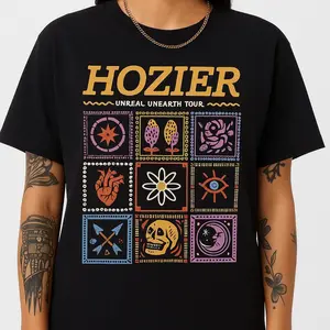 [SALE OFF UP TO 45%] Hozier Unreal Unearth Tour T-Shirt, Folk Rock Music Band Graphic Concert Fan Tee, Men Graphic Tees