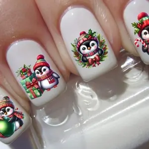 Christmas Penguin Nail Art Decals - Waterslide Nail Decals Nail Art Diy