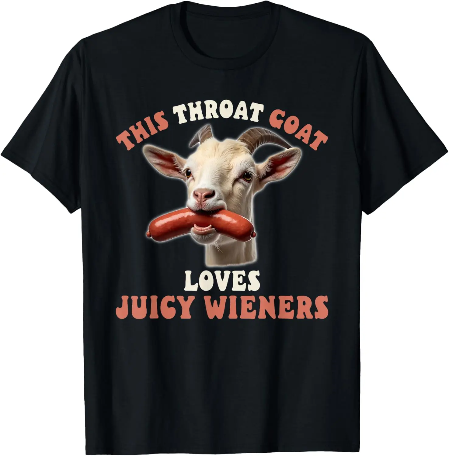 Unisex Cotton Round Neck Short-Sleeve Relaxed-Fit Sports Top - Funny Goat & Juicy Wieners Inappropriate Adult Humor Graphic Apparel, Rude Sarcastic Novelty Streetwear Tee For Men Women