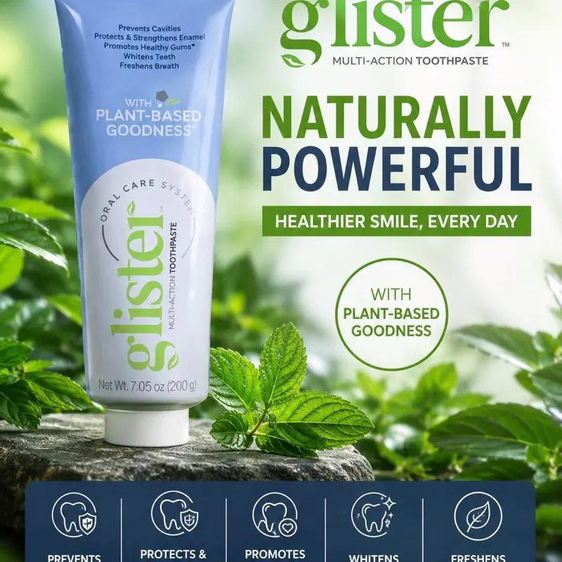 Glister Multi-Action Fluoride Toothpaste Fresh Mint 6.4 oz | Long-Lasting Fresh Breath & Cavity Protection