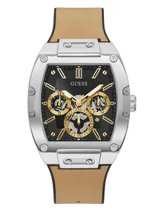 GUESS Male Silver-Tone and Black Multifunction Watch