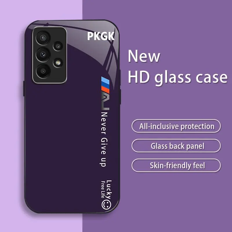 Suitable for [Galaxy A32 5g] "Never Give Up" Liquid Glass Phone Case — Ultra-Thin, Drop-Resistant, Scratch-Proof, Light Luxury Business Style — Acrylic Material — Trendy & Fashionable 996