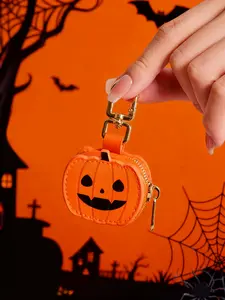 Ladies' mini cute small pendant, pumpkin shaped small coin purse, bag decoration set, fun and exciting small pendant, quirky unique gift creativity, Halloween novel gift, ideal gift, for daily portable travel use, Cute Keychain Accessory