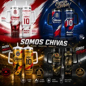 Chentee Chivas Guadalajara Tumbler 40oz 20oz Handle, Cup Soccer Club Mug Fan Drinkware Gift, Gift for fan