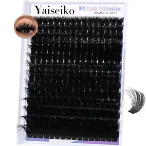 Yaiseiko Fluffy Lash Clusters 300D Thick Long 12-25mm Volume Cluster Eyelash Extensions 224Pcs Wispy Individual Lashes D Curl Waterproof Eyelash Clusters Soft False Eyelashes DIY at Home