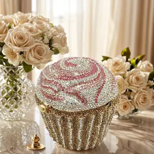 Cupcake Rhinestone Clutch Cute Diamond Crystal Evening Bags Women Handbag Purse for Party Wedding Cocktail Prom